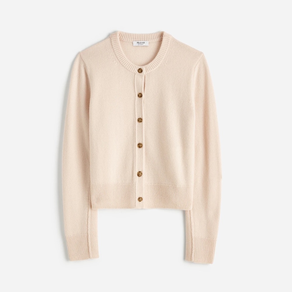 Madewell Cashmere Button-Front‎ Cardigan Sweater in Heather Oat
